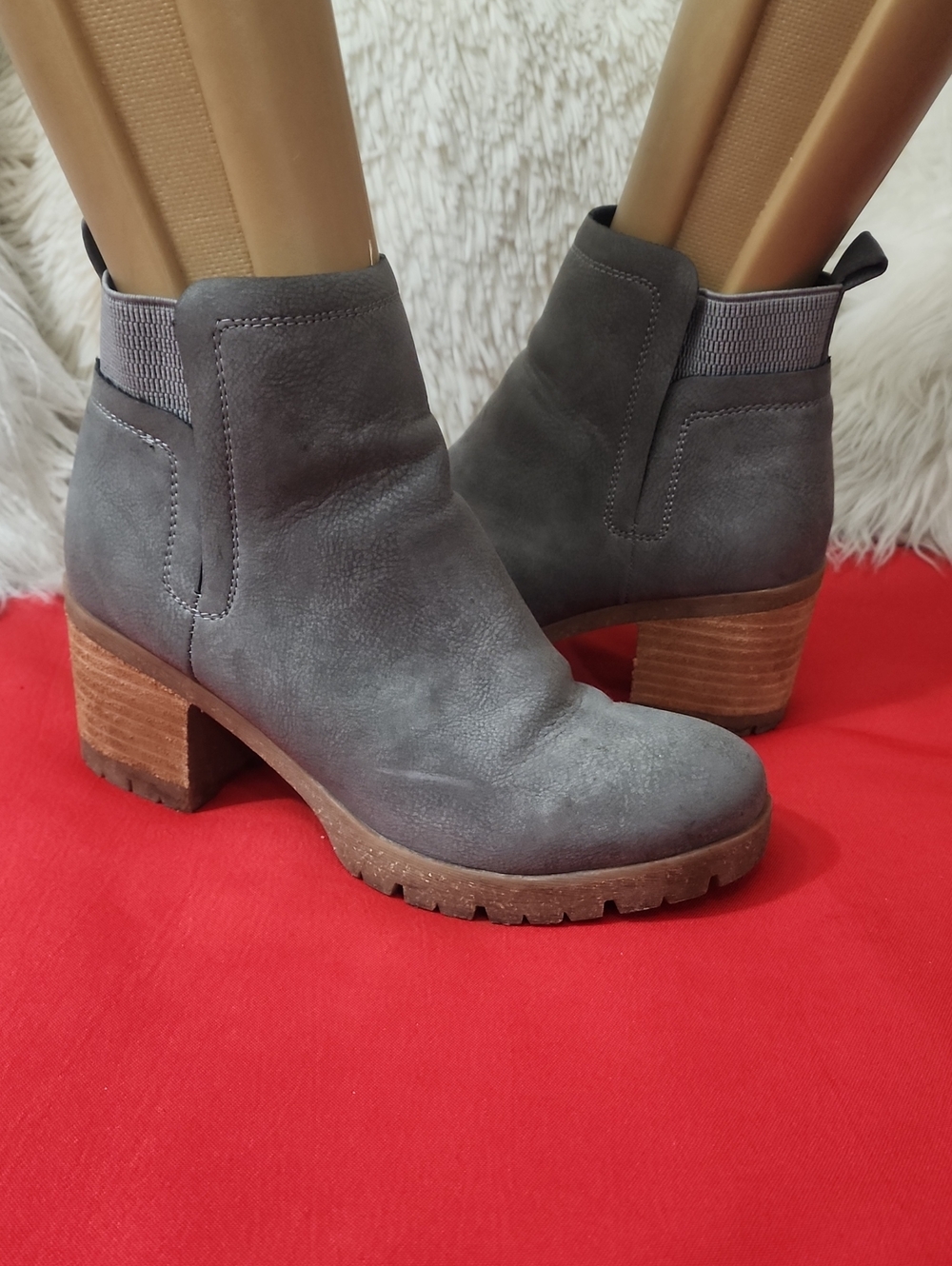 Kork-Ease Gray Suede Chelsea Ankle Boots